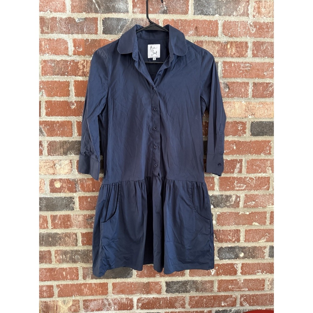 The Shirt by Rochelle Behrens The Drop Waist Shirt Dress Womens Navy Size XS